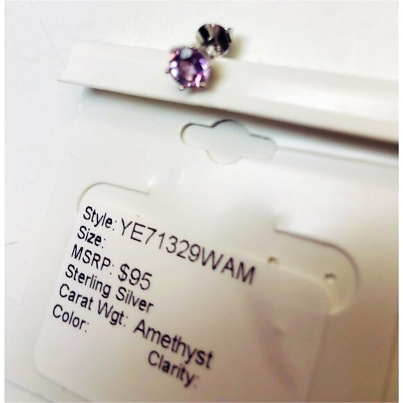 Savvy Cie Womens Purple Amethyst Sterling Silver Stud Post Back Earrings New - Picture 4 of 8